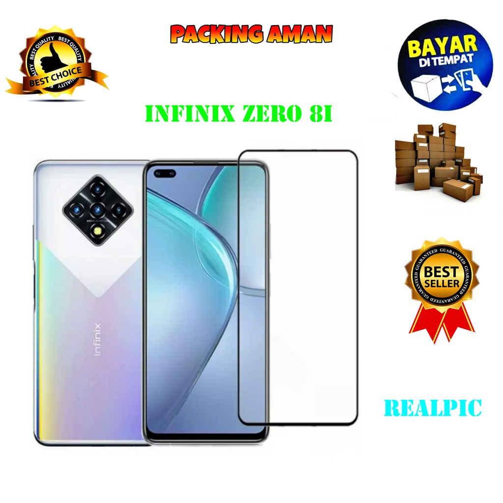 Tempered Glass Infinix Zero 8i Full Cover / Full Screen Protector Anti Gores