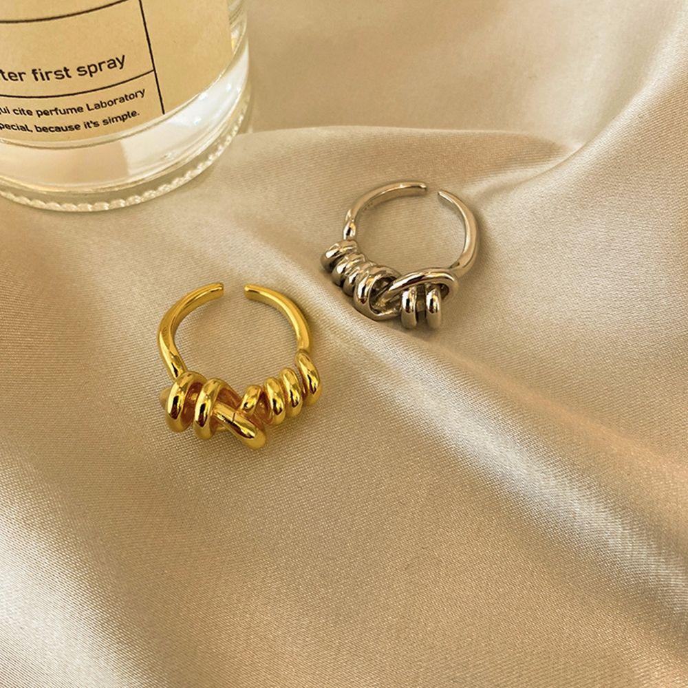 Mxbeauty Pembukaan Cincin Punk Adjustable Twist Hollow Bump Tekstur Perhiasan Hadiah Gaya Korea Ring