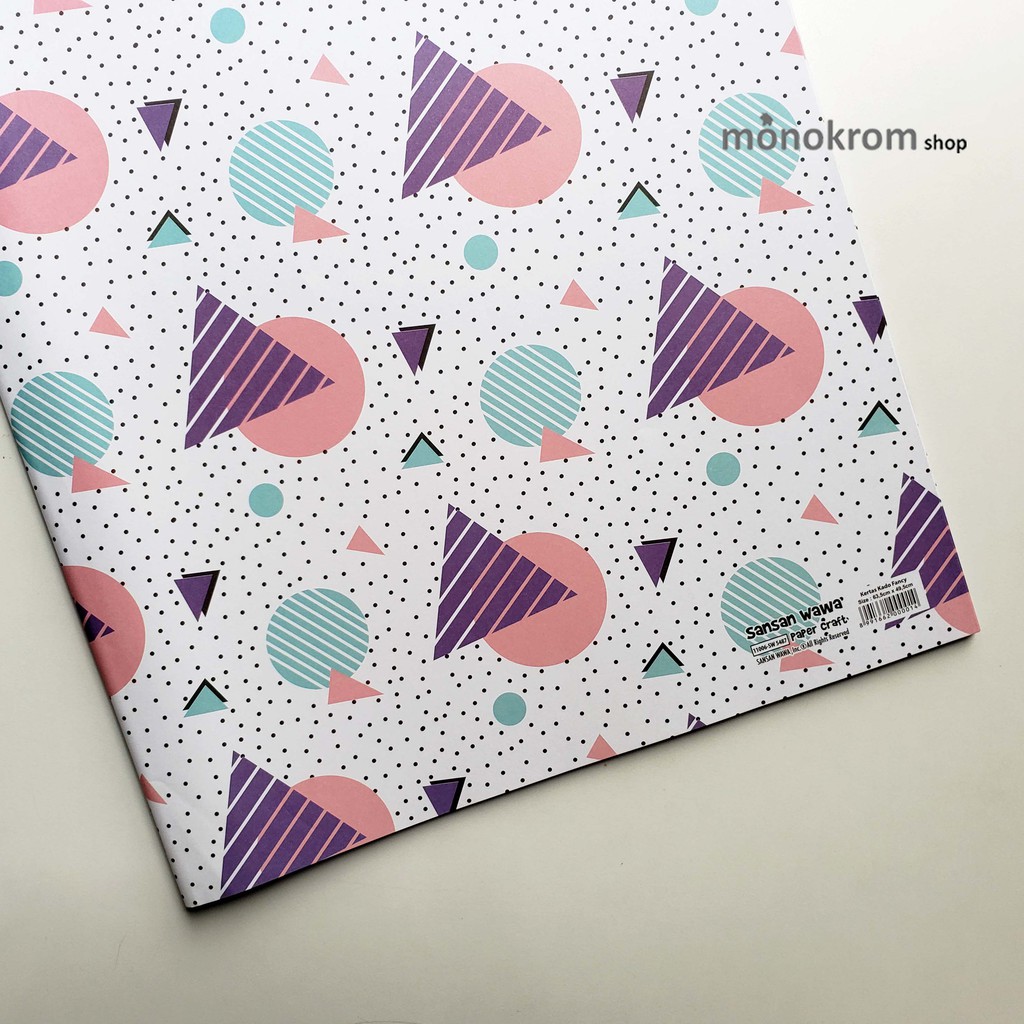 Kertas Kado Sansan Wawa Motif Segitiga Lingkaran Background Putih Wrapping Paper Shopee Indonesia