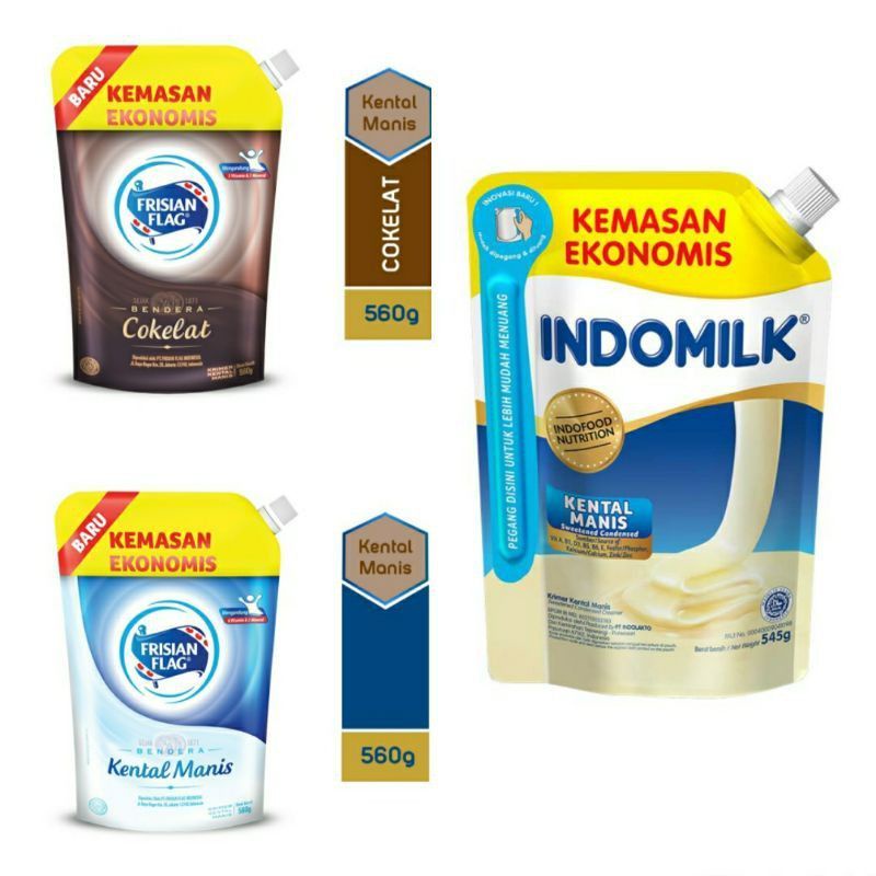 Susu Frisian Flag, Indomilk Pouch 560ml - Susu Kental Manis