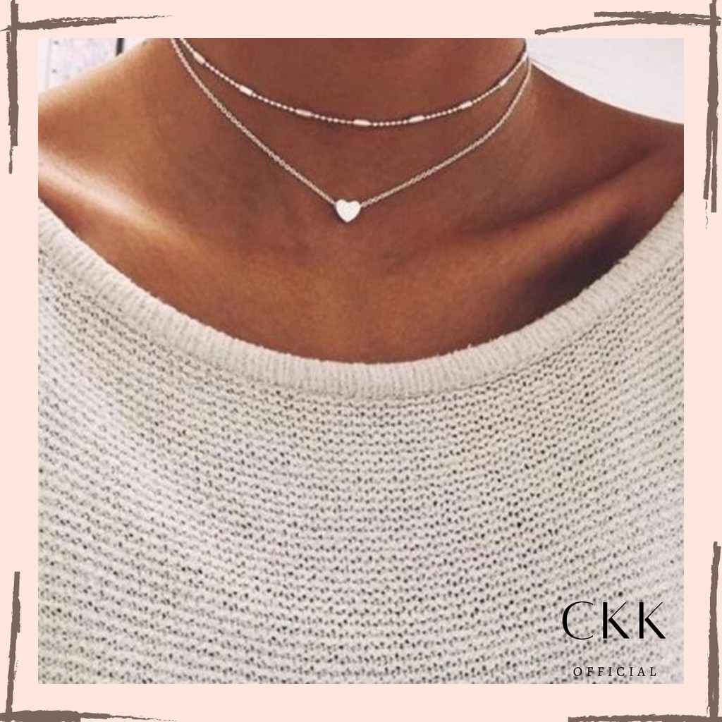 ➰CKK➰ kalung rantai hati Double love chain FA08 necklaces 2 layer aksesoris fashion