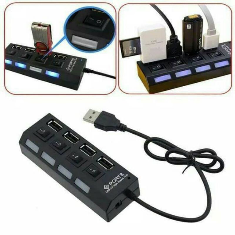 Usb Hub Saklar 4 Port On/Off High speed