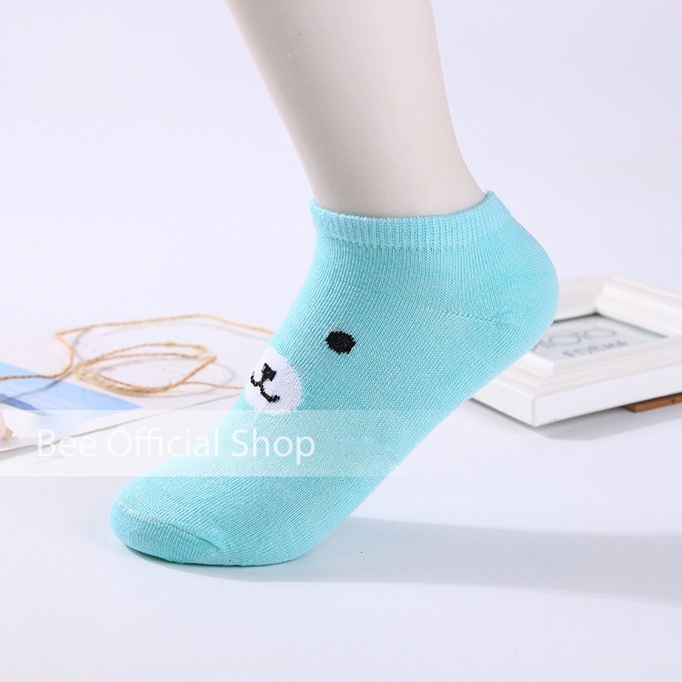 BEE - Kaos Kaki Motif Beruang Cute Kaoskaki Pendek Socks Fruit Fashion Wanita Korea Import SC 17-BEAR MINT