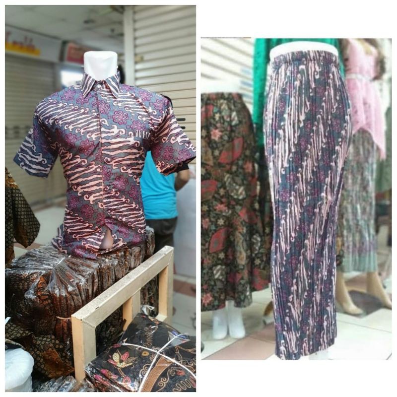 COUPLE KEMEJA BATIK ROK PLISKET / COUPLE SERAMBIT / KEMEJA BATIK