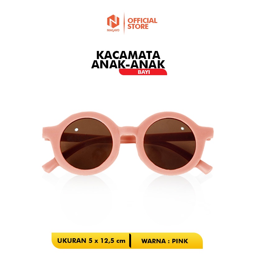 Kacamata Anak Model Bulat Dengan Lensa Hitam-PINK