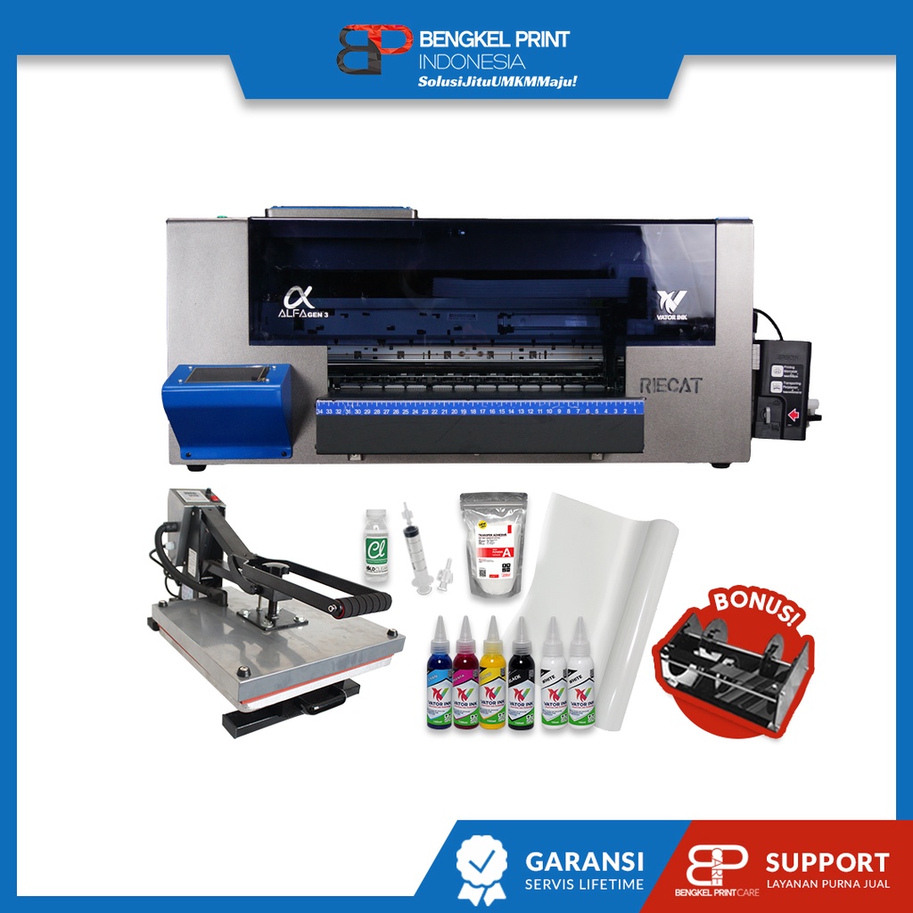 PAKET USAHA DTF | MESIN PRINTER RIECAT ALFA DTF GEN 3 + MESIN PRESS