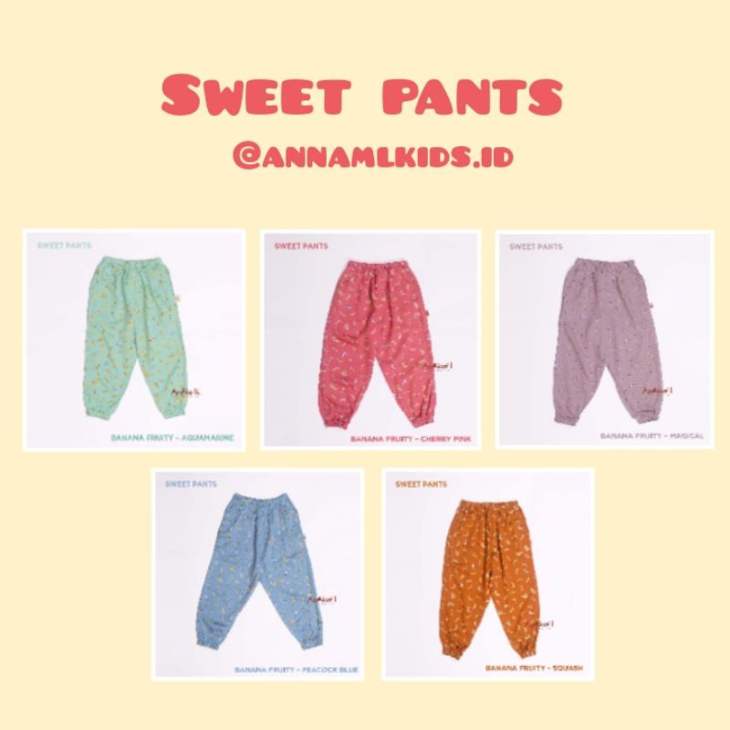 (20) Sweet Pants An-Naml Kids Size 1, 2, 3, 4, 5, 6, 8, 10 & 12 Atelier Angelina Aquamarine - Cherry