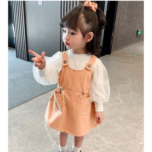 CHUBBI 28 - Dress Overall Anak Perempuan 2in1 Fluffy Shoulder