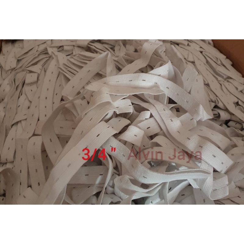 Karet Putih Elastis Bolong 3/4 Inch (2 cm) Kiloan