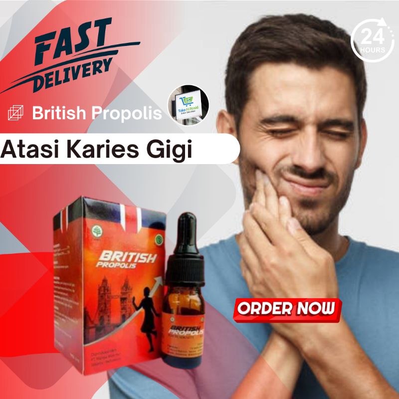 British Propolis 6ml Obat Sakit Gigi Dewasa Berlubang Penambal Gusi Bengkak Sariawan Migrain Demam P
