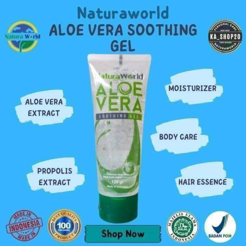 Natura Aloevera /Gel Serbaguna / Penyembuh Luka / Penghilang Flek / Pelebat Rambut / Gel lidah buaya