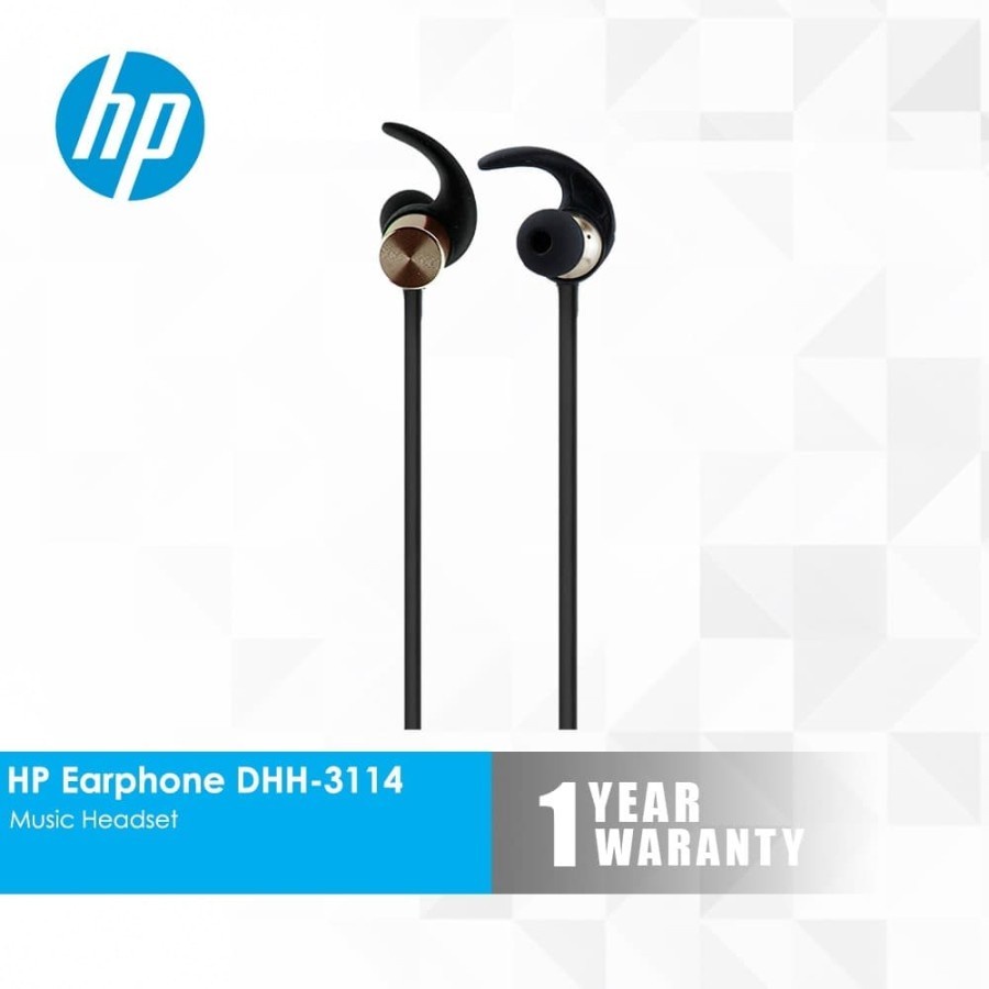 Earphone HP DHH-3114 Sporty- HP Earphone DHH-3114 Sporty Music Headset - GOLD