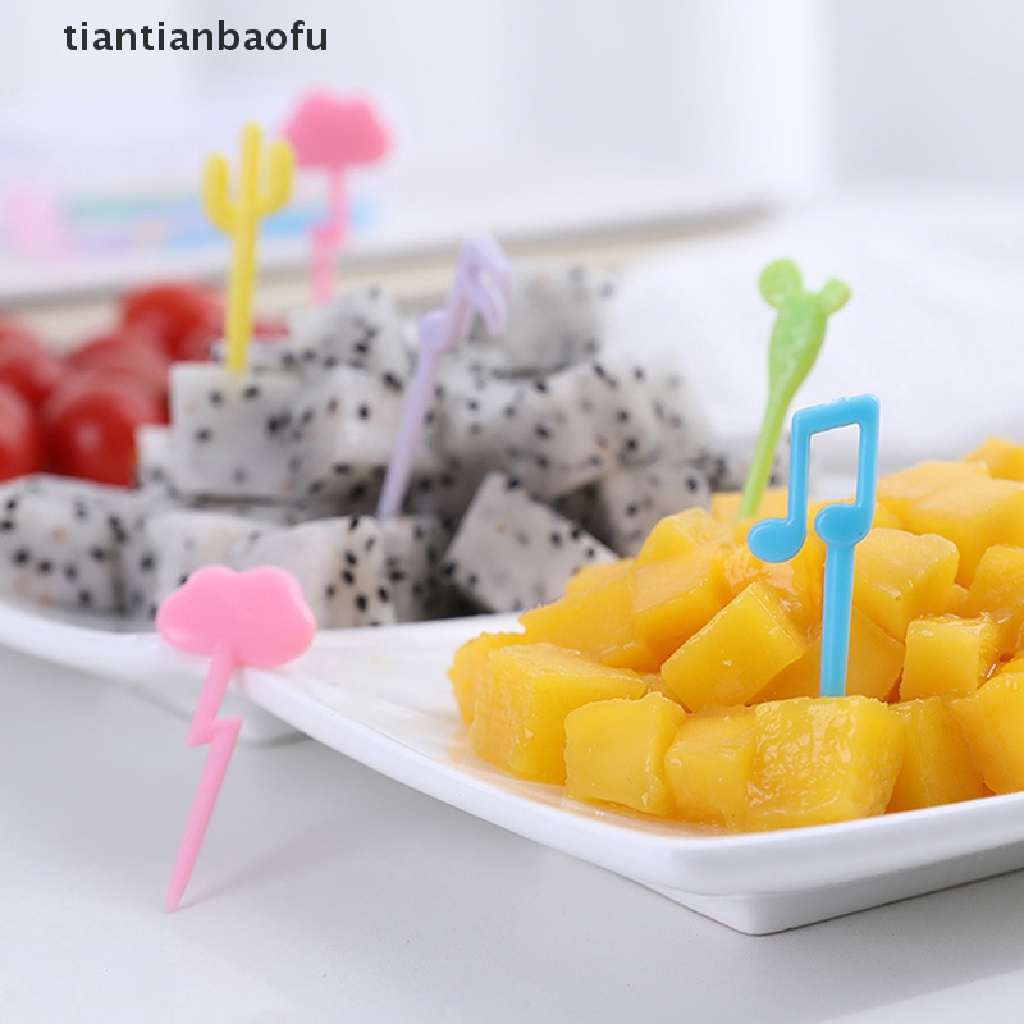 18pcs Garpu Buah / Makanan Ringan / Kue / Dessert Mini Motif Kartun Not Musik Untuk Dekorasi Pesta