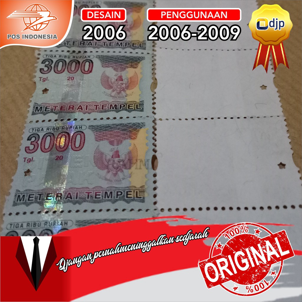 MATERAI 3000 DESAIN TAHUN 2006 PEMAKAIAN 2006 2007 2008 2009 ASLI ORIGINAL