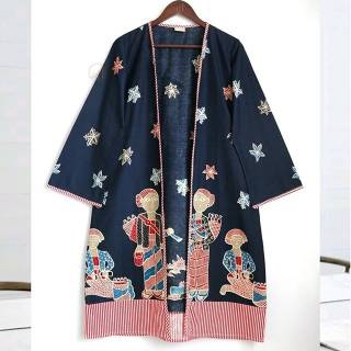  Outer  Batik  Mbok Jamu Navy Shopee Indonesia 