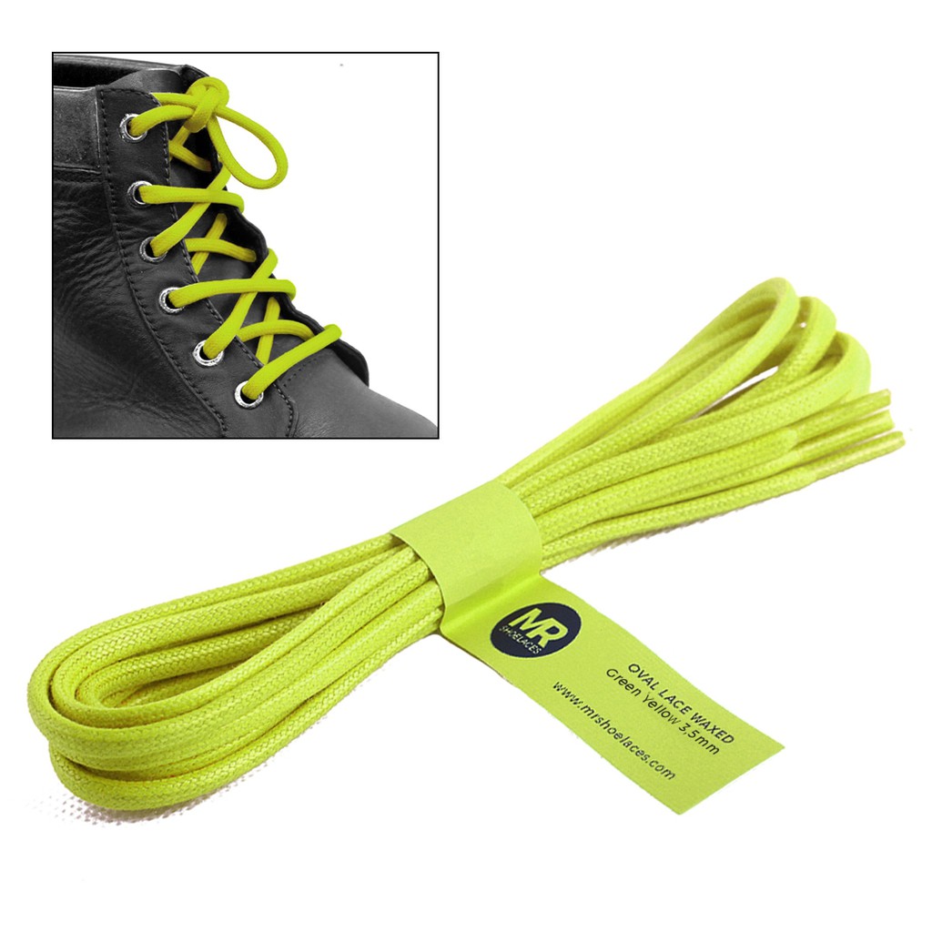 MR Shoelaces FC23 Green Yellow Tali Sepatu Lilin Oval 3.5mm (Waxed Laces) 50cm 70cm 80cm 100cm 120cm 150cm 200cm - Premium Shoelace