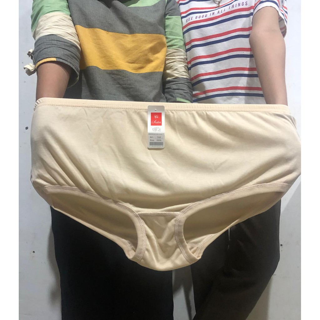 6 PCS SISTER FREYA | Celana dalam  wanita Katun TEBAL SUPER JUMBO BIG SIZE 4L MUAT 100 KG