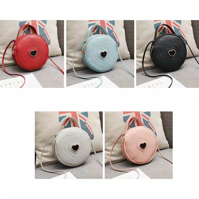 Slingbag Tas Selempang Bulat Love TasSlempang Tas Wanita Import Batam