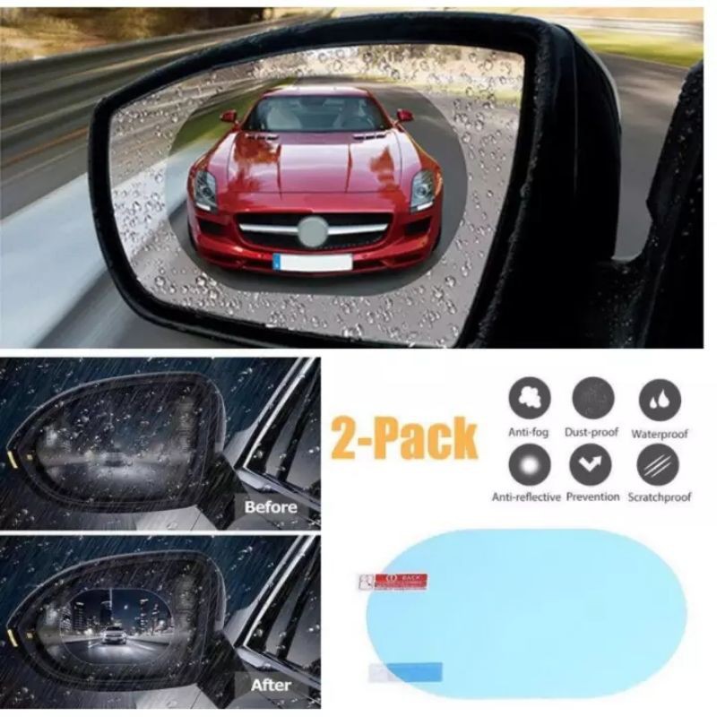 2PCS Sticker Spion Besar Anti Embun Oval 10x15cm ANTI FOG Kaca Film Stiker Pelindung Spion Mobil