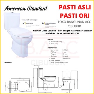 Jual Kloset Duduk American Standard Newton Ccst Razor Slim Smart Washer Xdv Eas Shopee