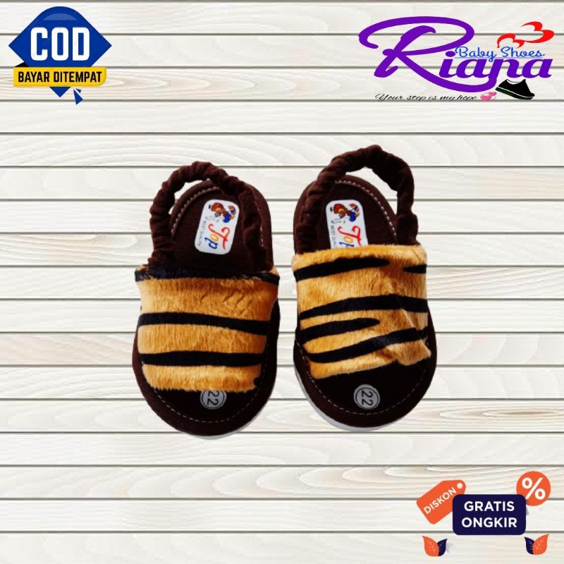 Sandal bayi sandal anak terbaru motif bulu lembut usia 4-15 bulan