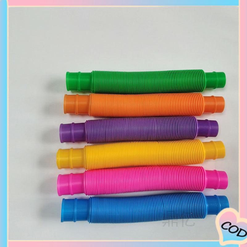 COD❤️Mainan Fidget Tabung Pop it Teleskopik Bahan Plastik Corrugated Warna-Warni Untuk Anak Tabung Mainan Pendidikan-A.one