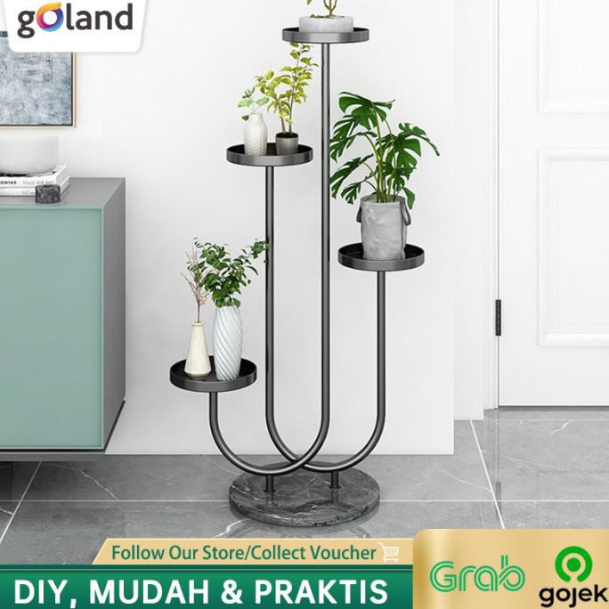 Goland Candlestick Rak Bunga Tanaman Hias Rak Besi Multifungsi - Gold Alphareturns25