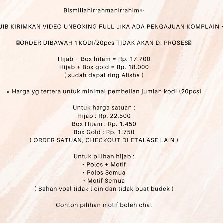 Bik31au22н ‑ Paket Hijab + Box ALISHA (MINIMAL PEMBELIAN 1 KODI/ 20pcs)