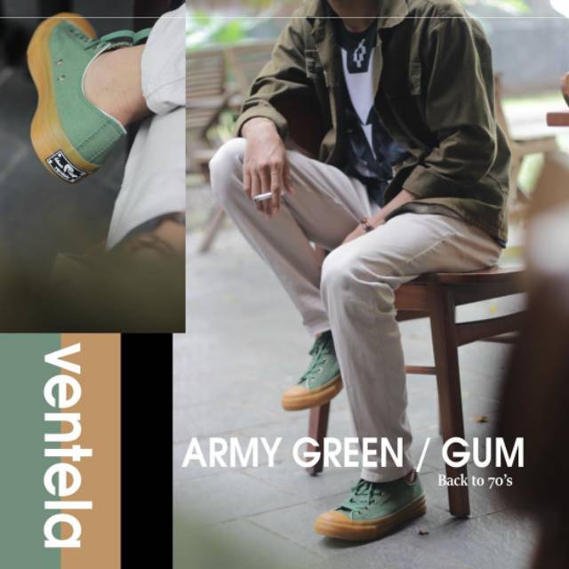 Sepatu Ventela 70s Army Gum Green Low Original