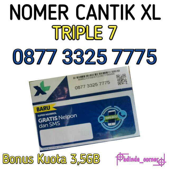 NOMER CANTIK XL Triple 7 Bonus Kuota 3.5GB