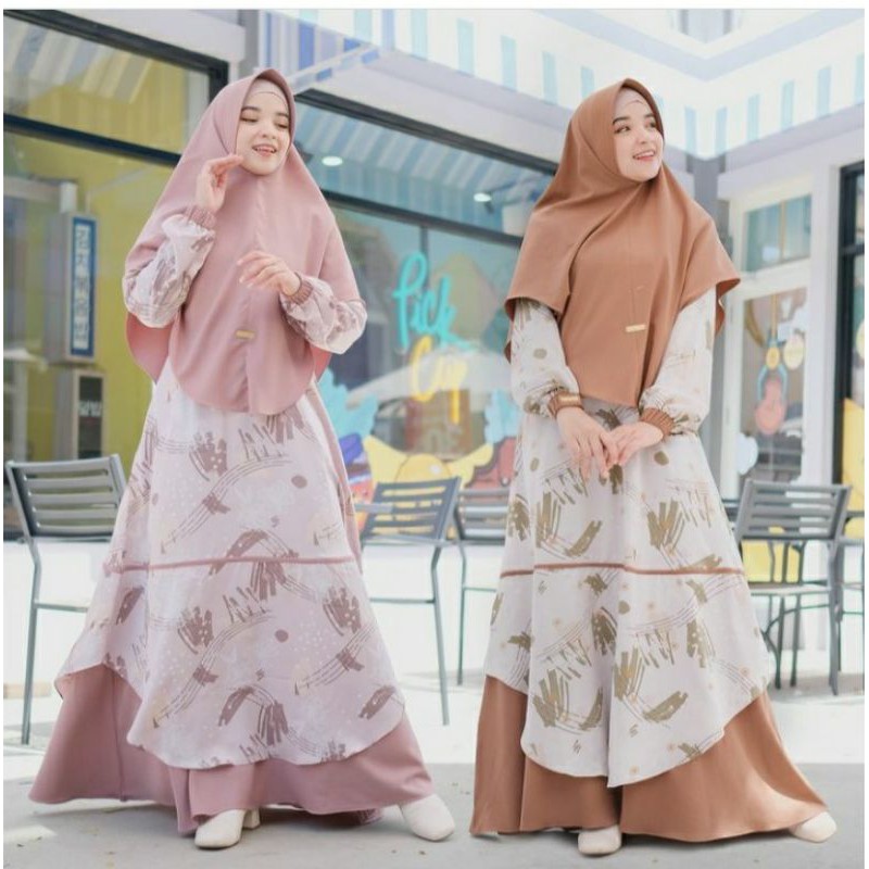 Gamis Qamirah series dress only Tachi Syari almond ukuran XXL(hanya gamis kerudung dijual terpisah)
