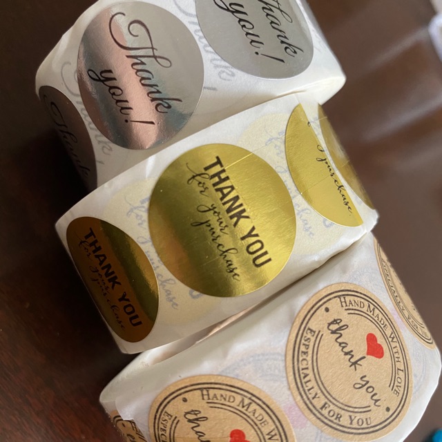 

Thank You Silver Gold Emas Brown Craft Gift Souvenir Home Industry Stiker Label Sticker Homemade Lov