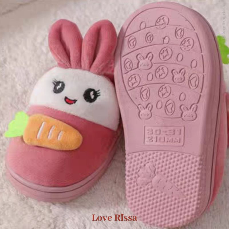 Sandal Rumah Bulu Anak BUNNY Nyaman Empuk Kids Sendal Slip Sandal Flip Flop Love Rissa