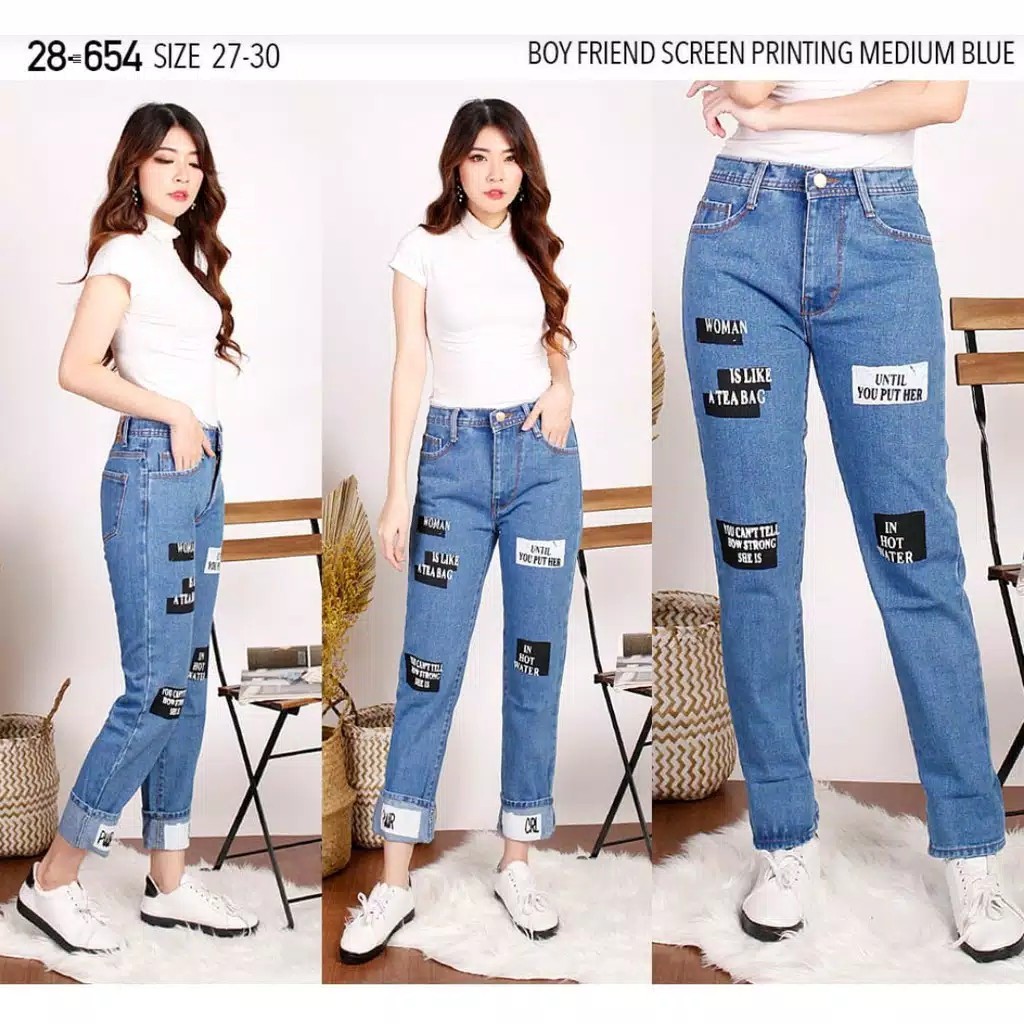 SALE Celana Jeans Boyfriend Screen Printing