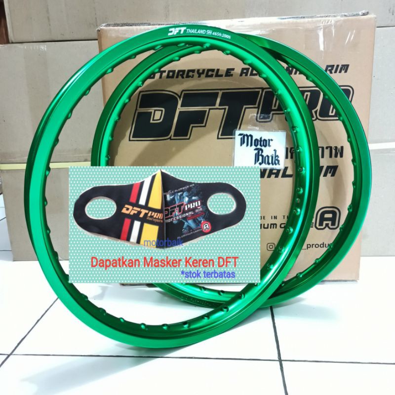 Velg jari DFT polos Hijau 140 + 140 Ring 17 1set = 2 biji = Sepasang