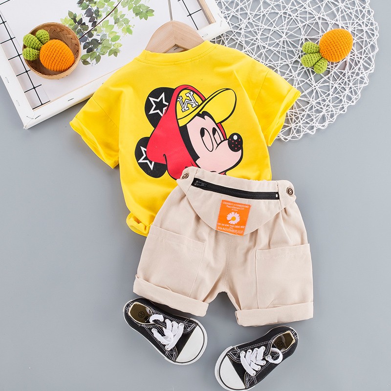 Set 2pcs Baju anak Dengan Gambar Motif+Celana Pendek Untuk Laki-Laki MC52 MB