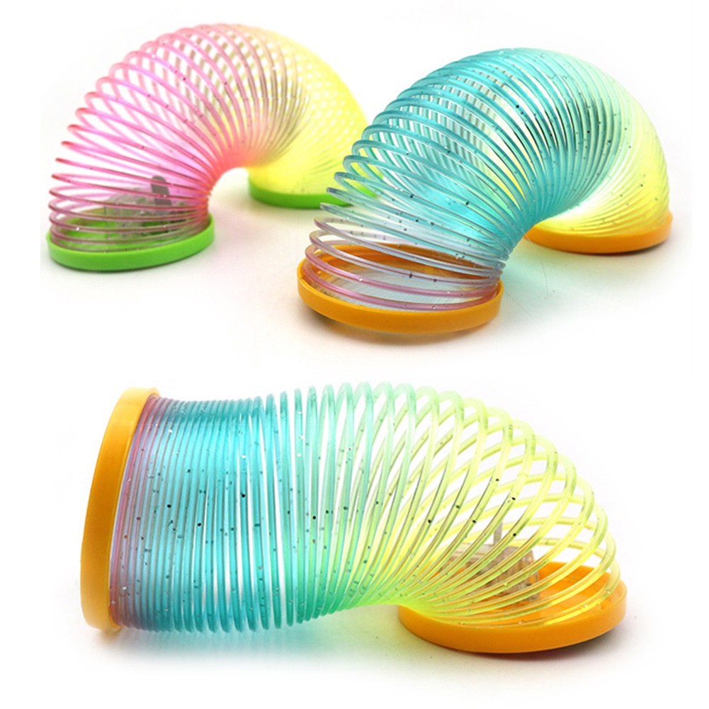 (Tk) 1pc Mainan Per Slinky Warna Pelangi Glow In The Dark Untuk Anak