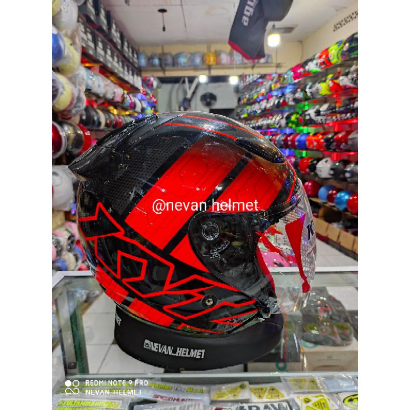 KYT DJ MARU MOTIF SERI 14 BLACK ORANGE ORIGINAL