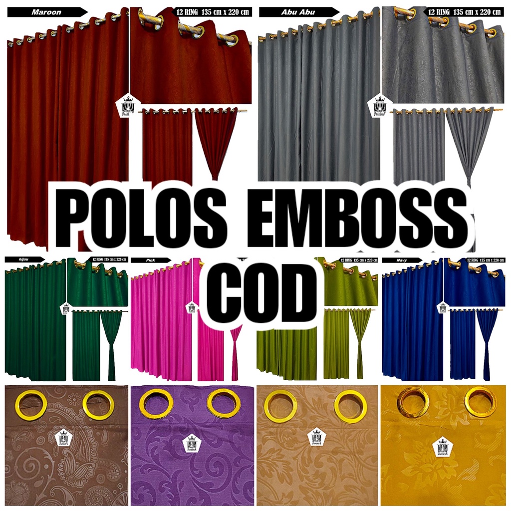 Gorden Smokring 12 Ring Polos Emboss Hordeng Jendela Korden Pintu Kamar Tirai Embos