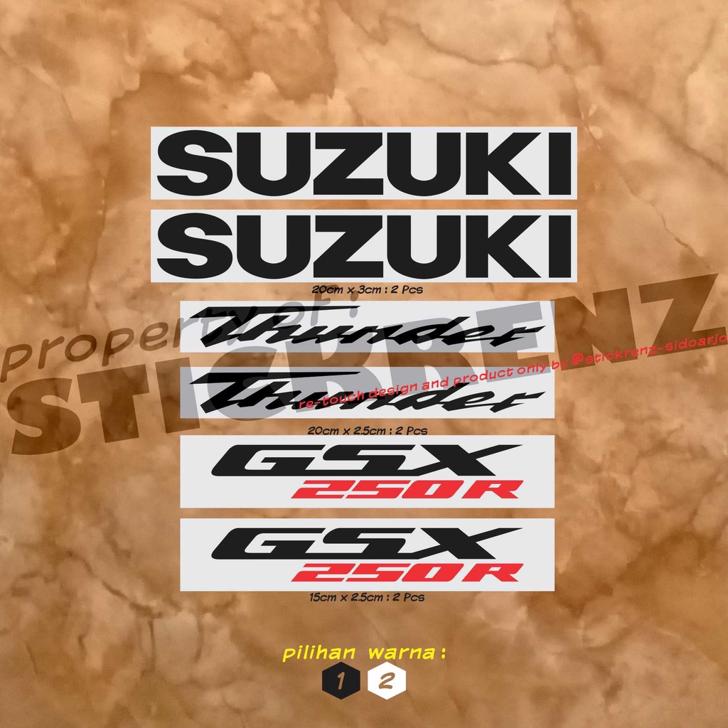 Cutting Sticker Stiker Motor Suzuki Thunder GSX250R 01 Custom