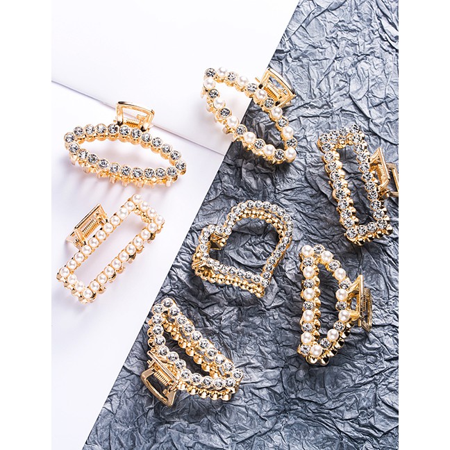 LRC Jepit Rambut Fashion Gold Diamond-studded Clip F5157X