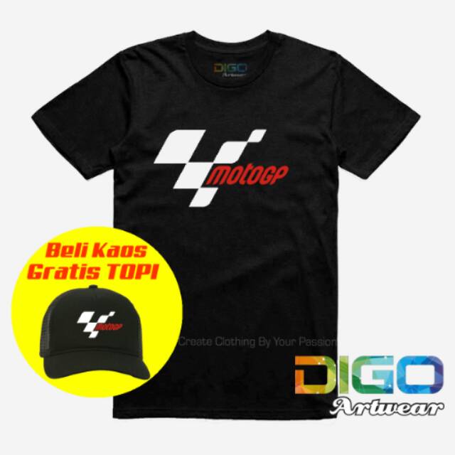 Tshirt Kaos Moto Gp Bonus Topi - Baju MotoGP Premium/kaos sirkuit mandalika/kaos moto gp/kaos distro