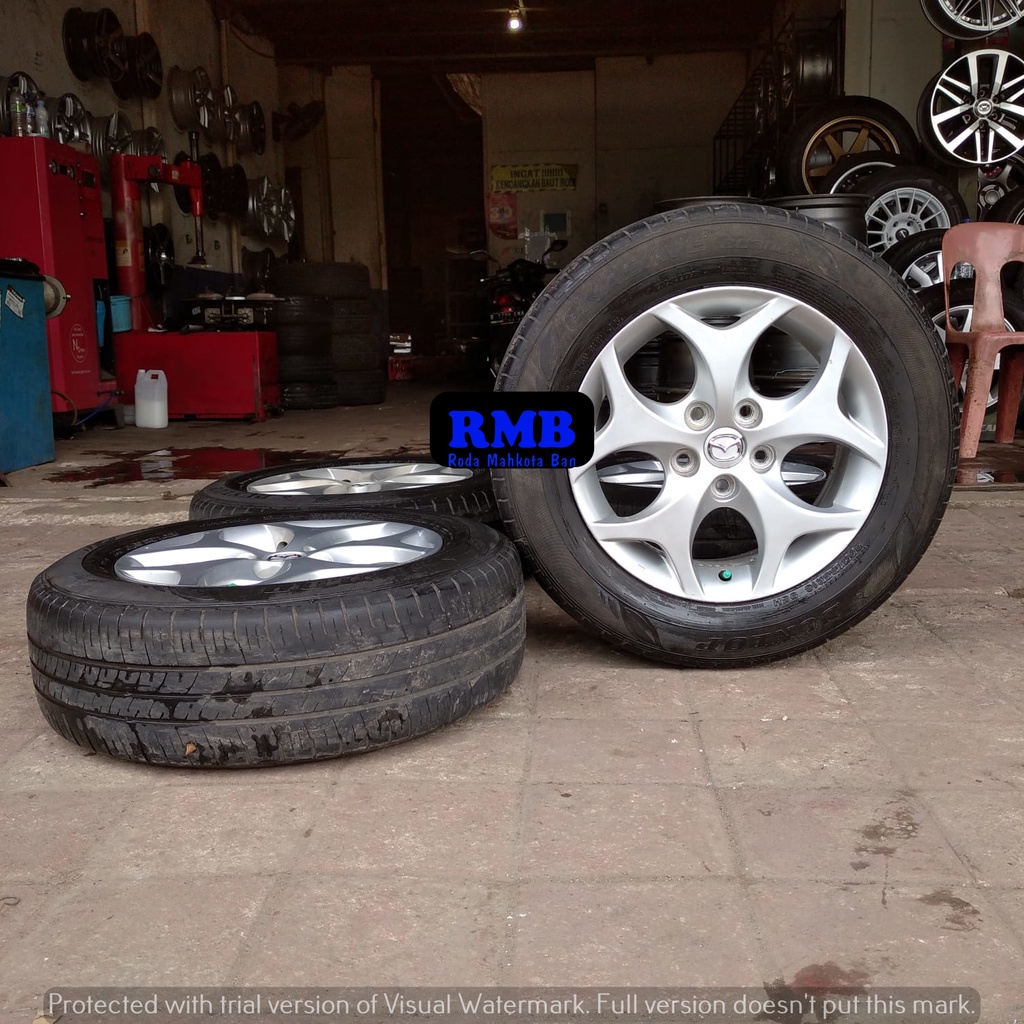 VELG BEKAS COPOTAM OEM MOBIL MAZDA BIANTE RING 16 LEBAR 6.5 PCD 5X114.3 ET 50 + BAN DUNLOP 205 65 R1