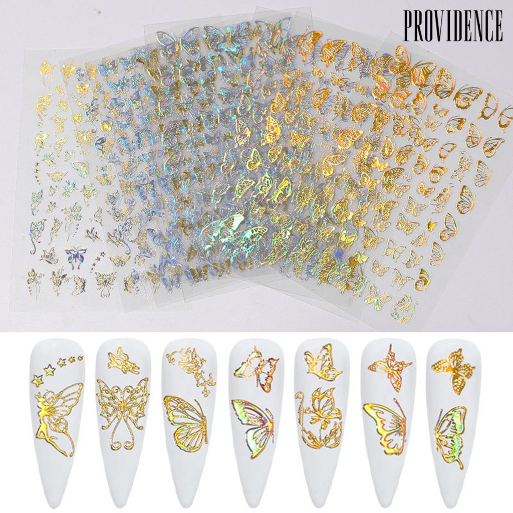 BUTTERFLY Providence 3 Pcs Stiker Kuku Anti Air Motif Kupukupu Untuk Dekorasi Manicurenail Art Diy