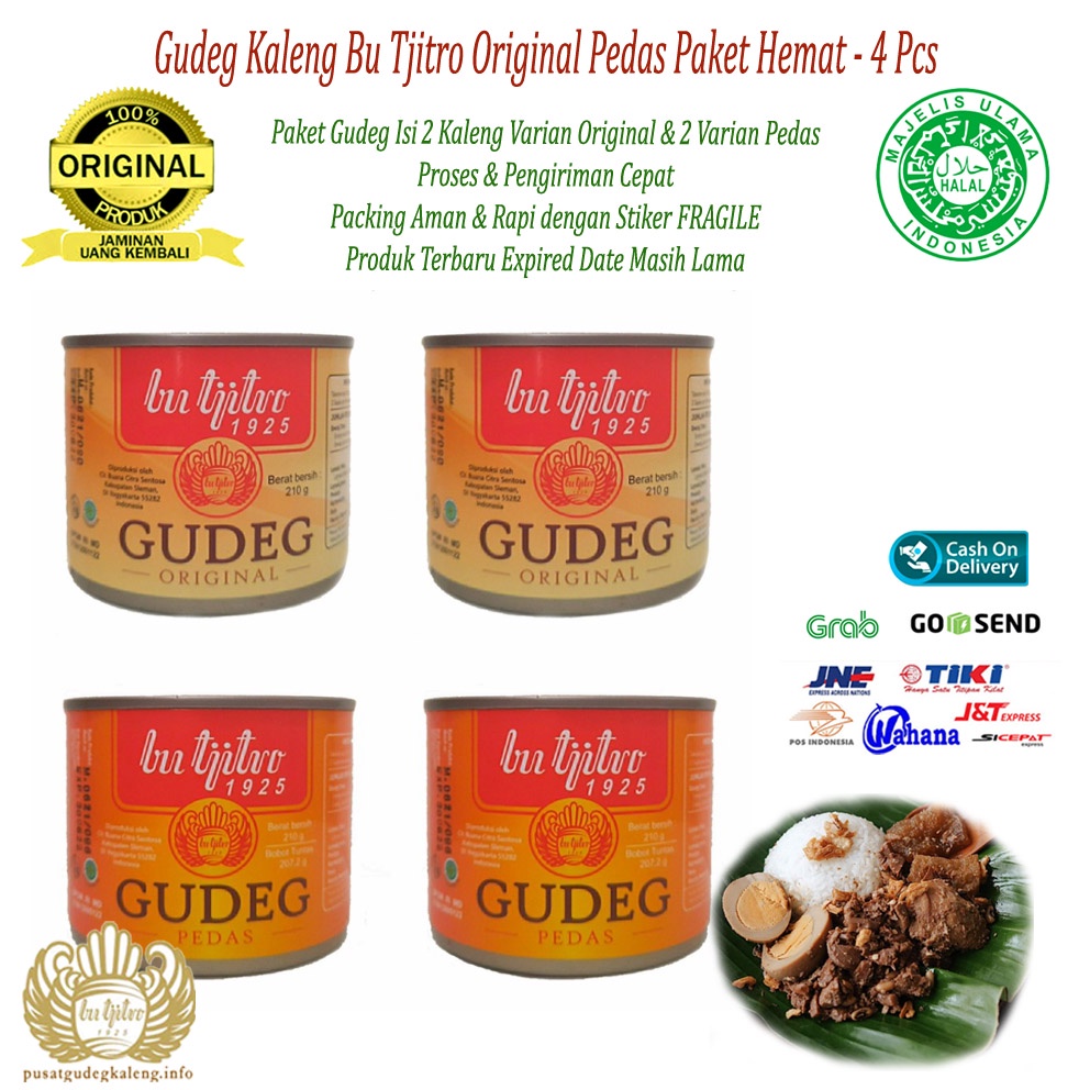 Gudeg Kaleng Bu Tjitro Paket Original Pedas Special Promo Isi 4Pcs