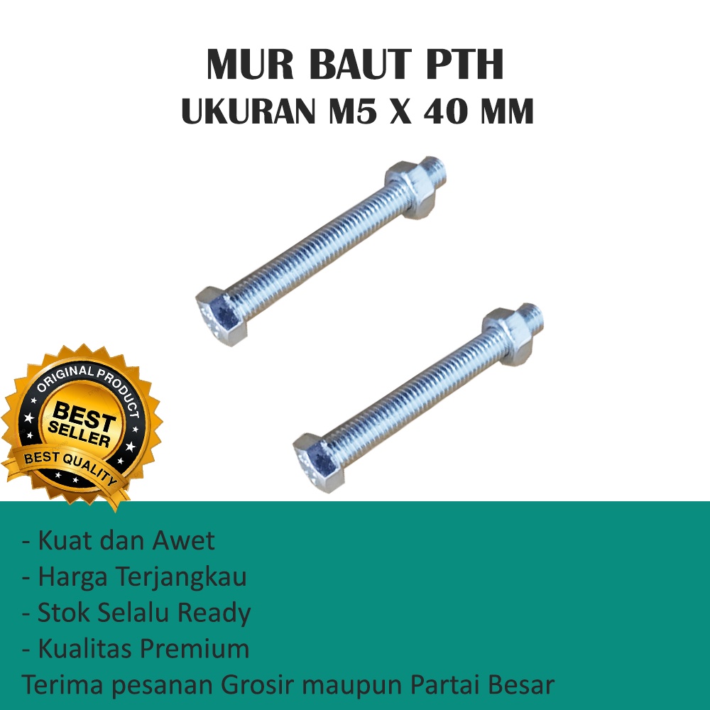 MUR BAUT UKURAN M5 X 40 MM MURAHH (HARGA PER 10 PCS)