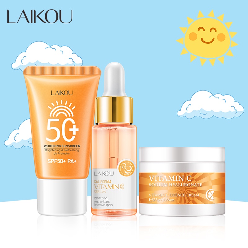 LAIKOU Brightening Sunscreen SPF50 Vitamin C Krim Esensial Anti-oksidan