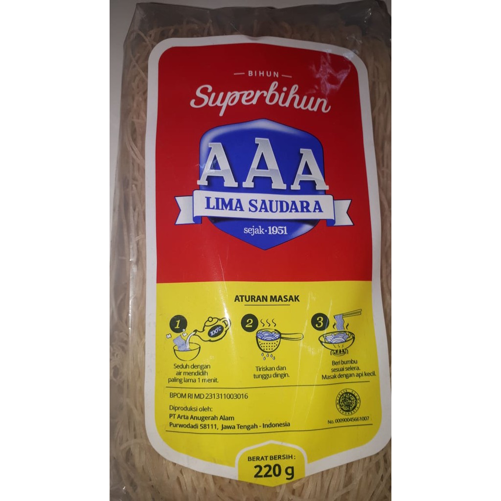 

BIHUN SUPERBIHUN AAA LIMA SAUDARA 220gr