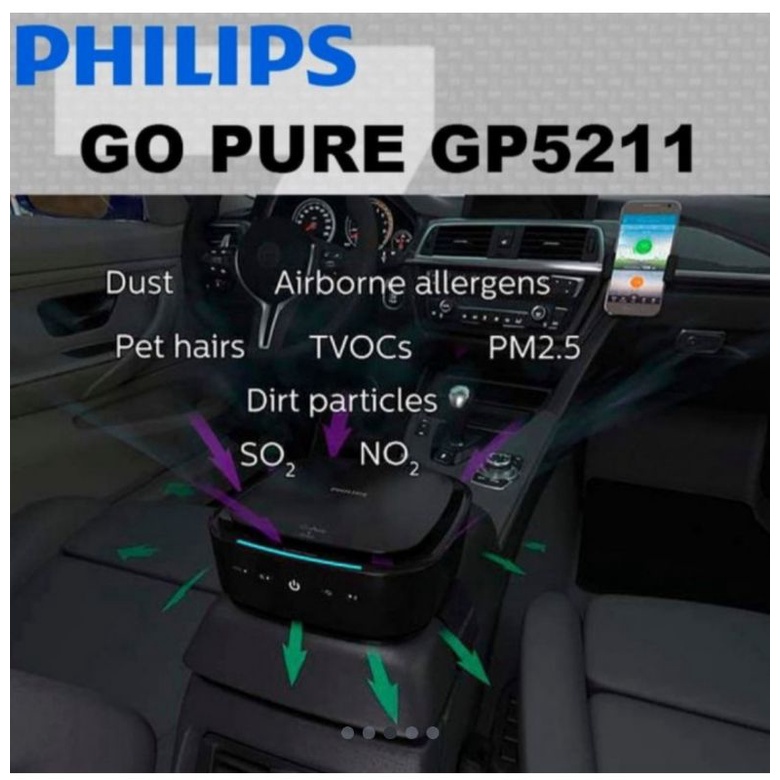 philips air purifier mobil GO PURE GP5211 Lengkap dengan filter mobil universal