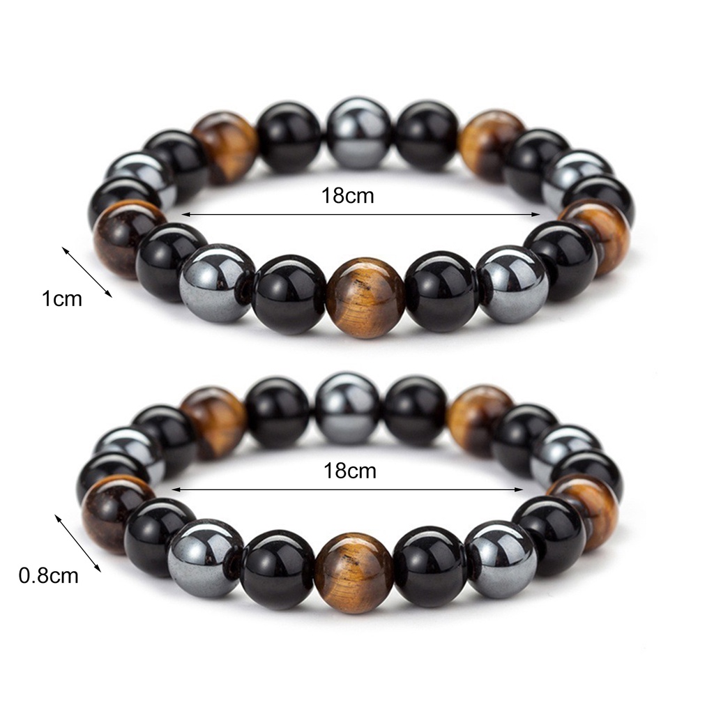 Hu Hu Hu Hu Hu Alat Bantu Pasang Kacamata♡ Gelang Tali Elastis Warna Hitam Aksen Manik-Manik Mata Harimau Untuk Unisex